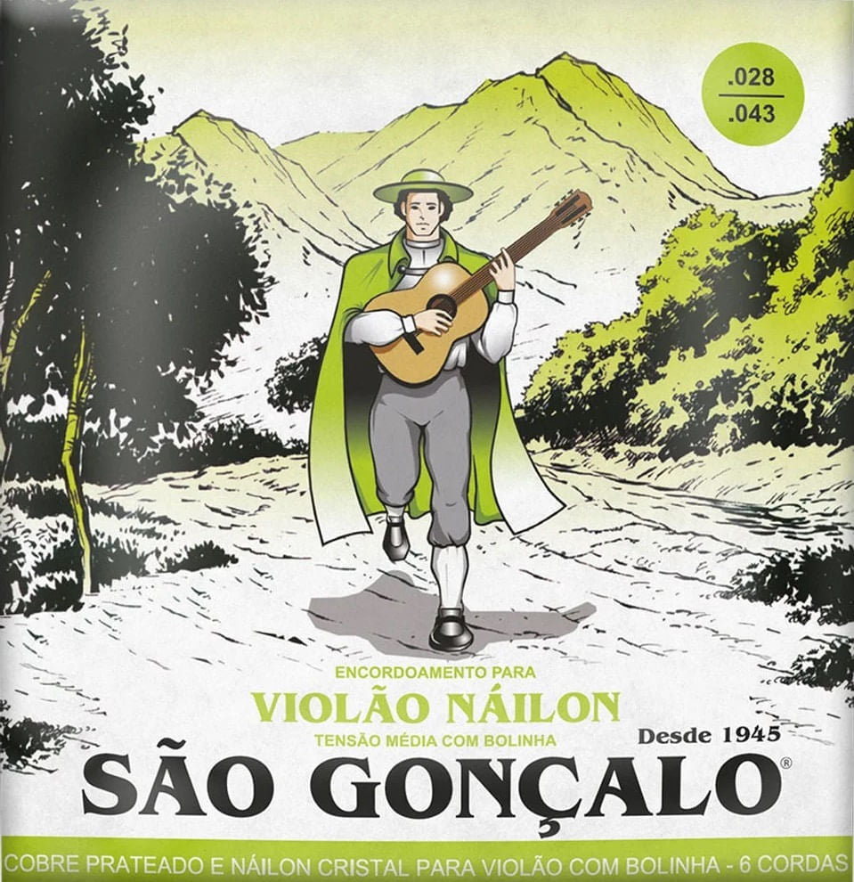 Encordoamento São Gonçalo Violão Náilon Tensão Média com Bolinha