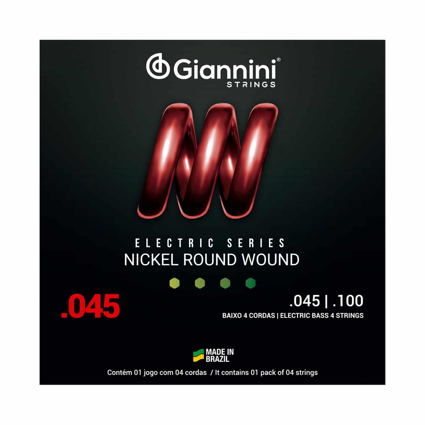 Encordoamento para Baixo 4 cordas Giannini Nickel Round Wound GEEBRS (.045 - .100)