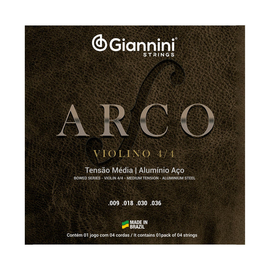 Encordoamento para Violino 4/4 Giannini Arco Alumínio Aço GEAVVA Média