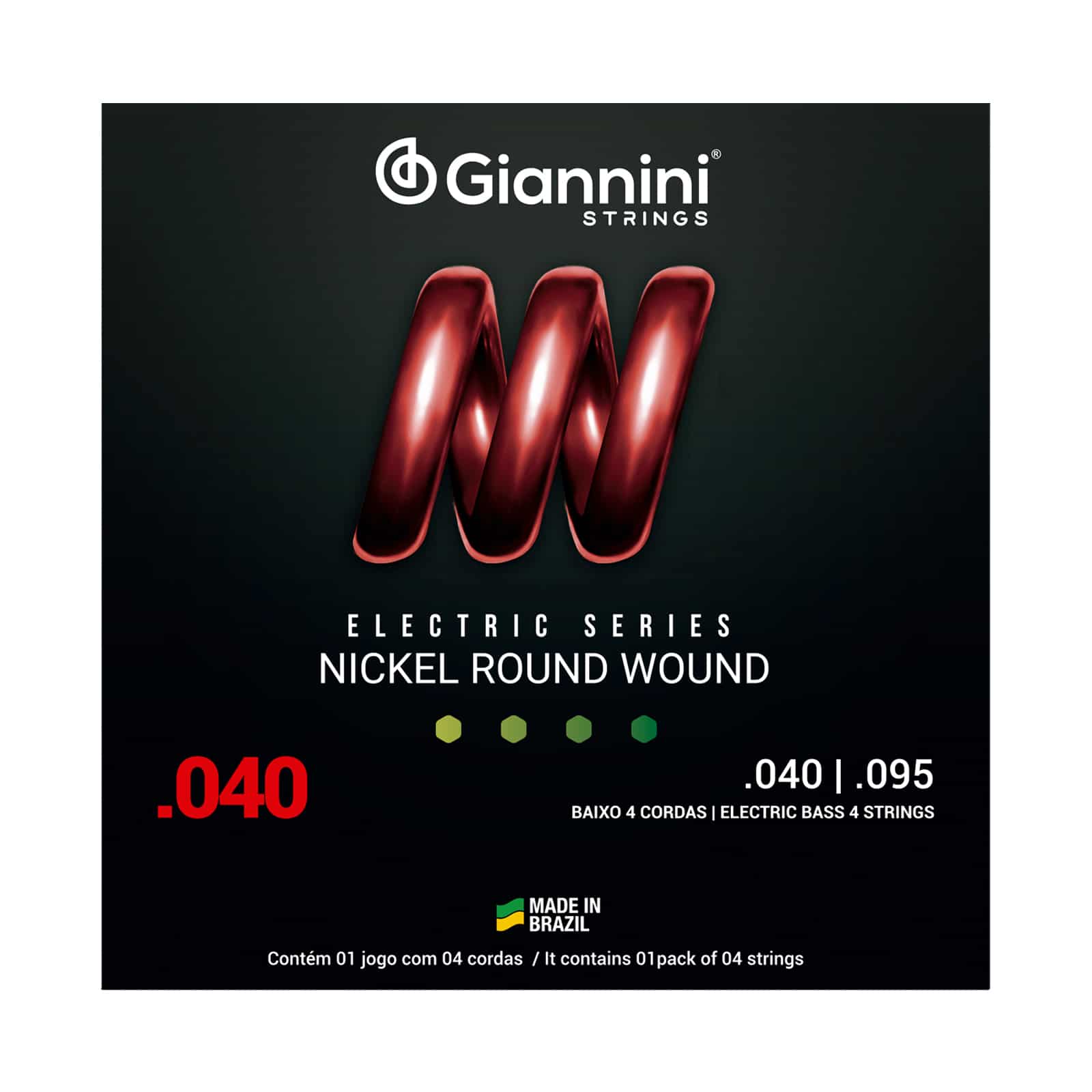 Encordoamento para Baixo 4 cordas Giannini Nickel Round Wound GEEBRL (.040 - .095)