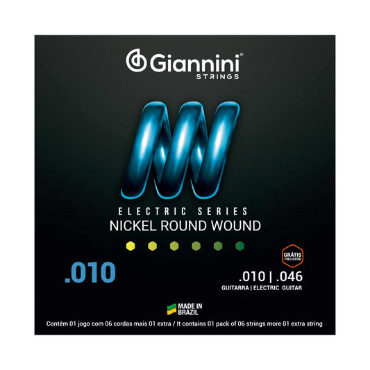 Encordoamento para Guitarra Giannini Nickel Round Wound GEEGST10 (.010 - .046)
