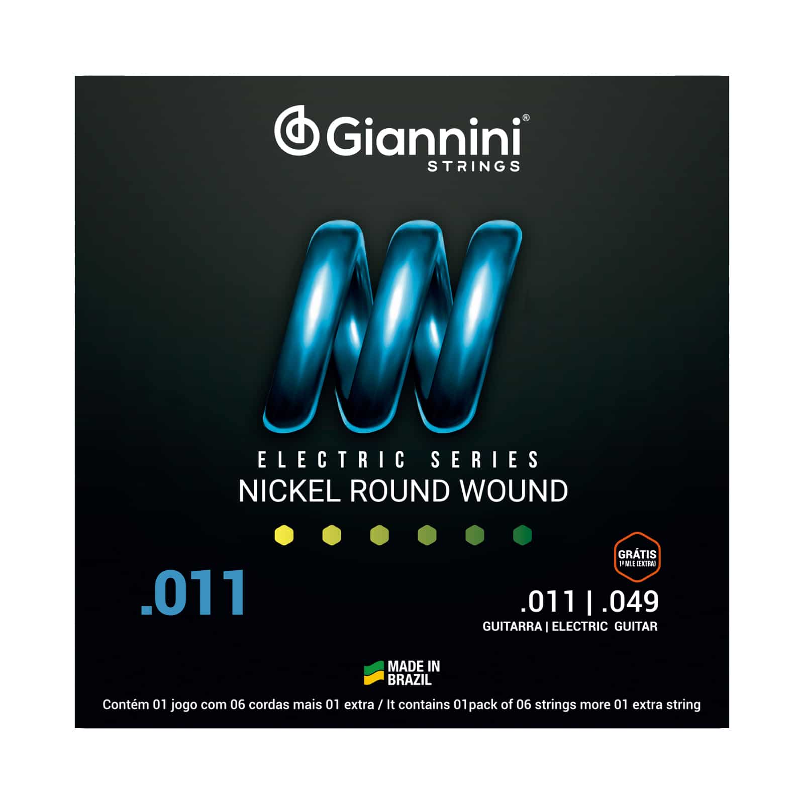Encordoamento para Guitarra Giannini Nickel Round Wound GEEGST11 (.011 - .049)