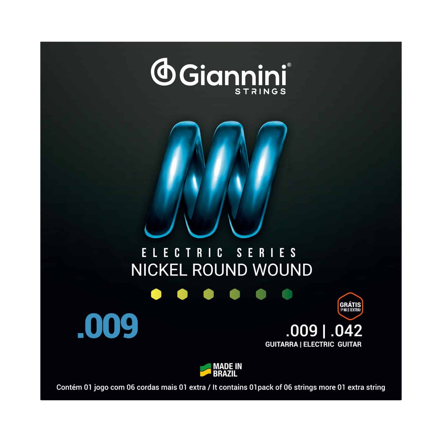 Encordoamento para Guitarra Giannini Nickel Round Wound GEEGST9 (.009 - .042)