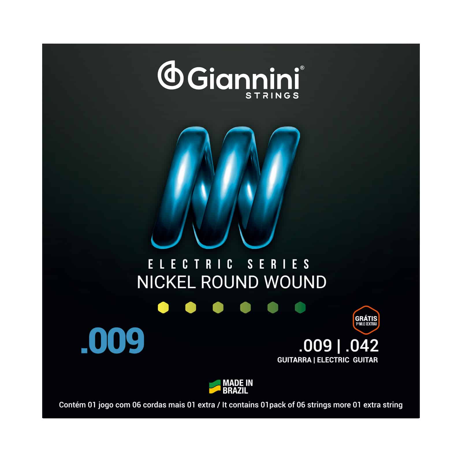 Encordoamento para Guitarra Giannini Nickel Round Wound GEEGST9 (.009 - .042)