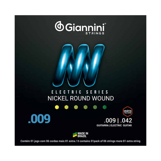 Encordoamento para Guitarra Giannini Nickel Round Wound GEEGST9 (.009 - .042)