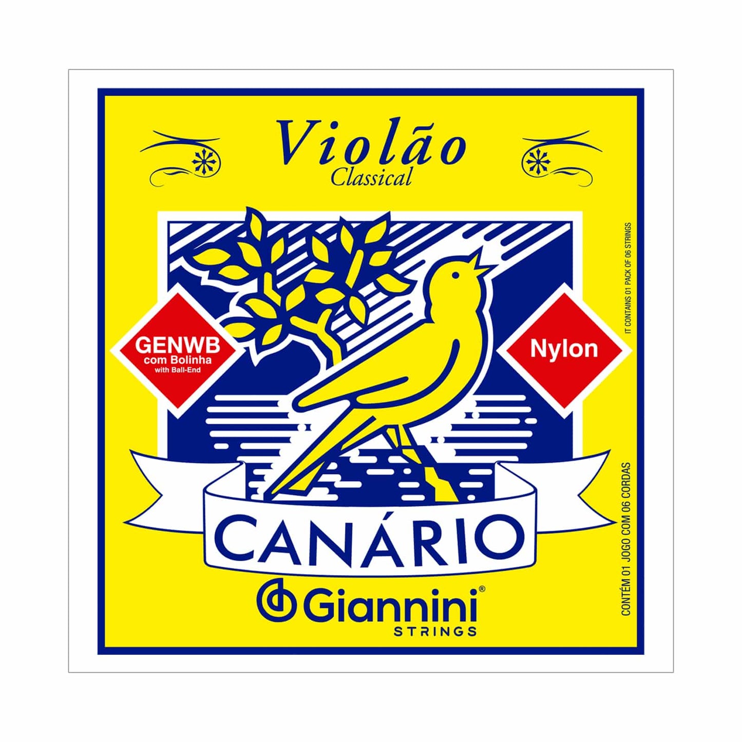 Encordoamento Giannini Canário GENWB Violão Náilon Média com Bolinha