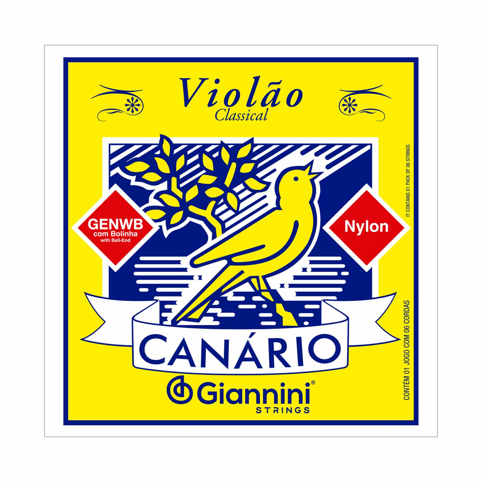 Encordoamento Giannini Canário GENWB Violão Náilon Média com Bolinha