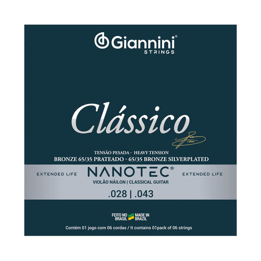 Encordoamento para Violão Náilon 6 cordas Giannini Clássico Bronze 65/35 GENWPA Pesada