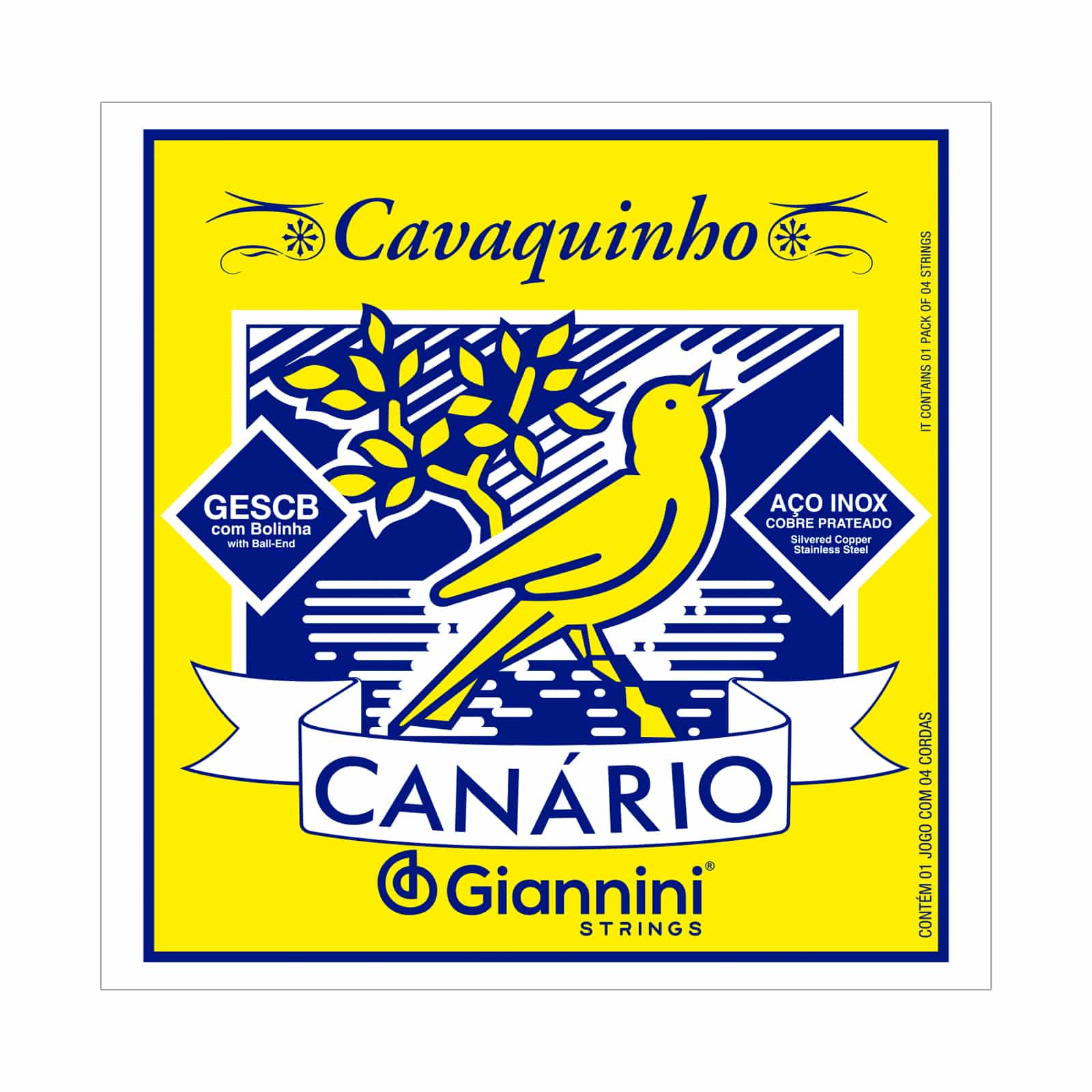 Encordoamento para Cavaquinho Giannini Canário GESCB (.010 - .023) Média com bolinha