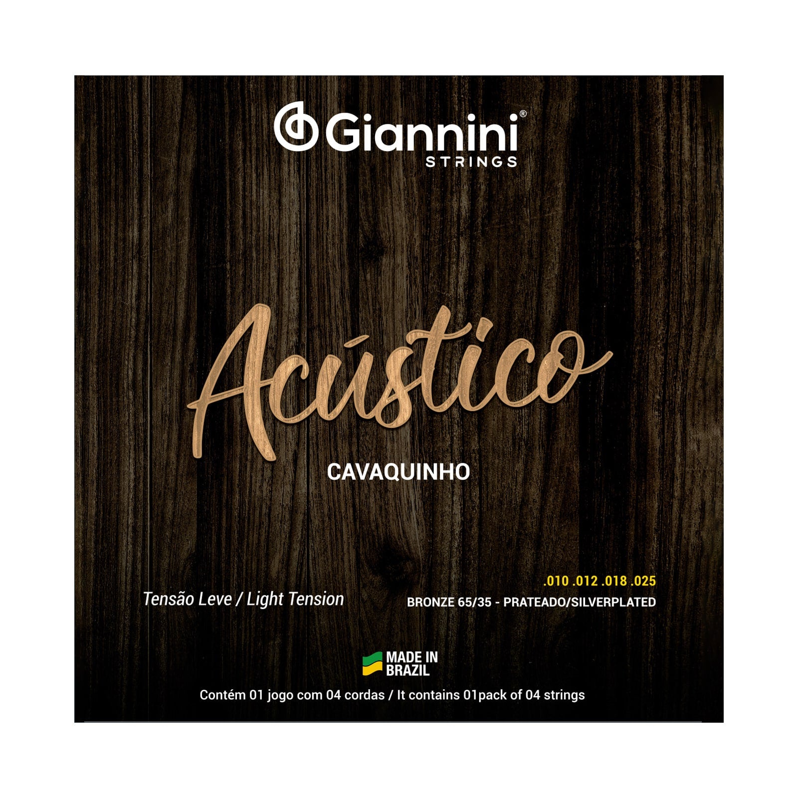 Encordoamento para Cavaquinho Giannini Acústico Bronze 65/35 GESCLA (.010 - .025) Leve