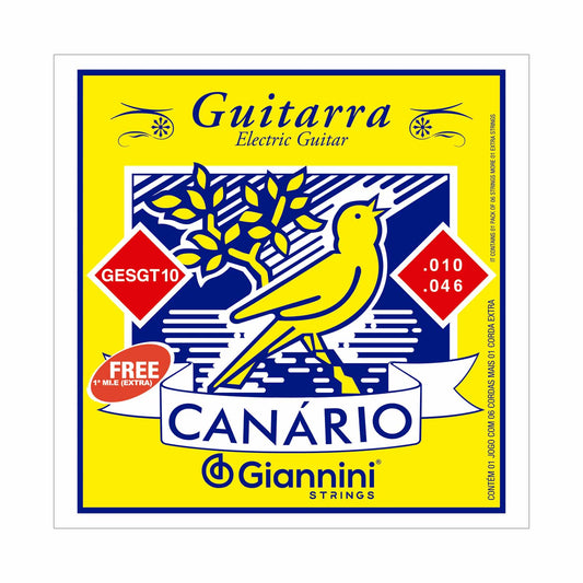 Encordoamento para Guitarra 6 cordas Giannini Canário GESGT10 (.010 - .046)