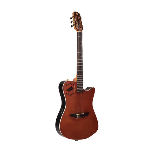 Violão Marquês VN-12CTSEQ Náilon Super Flat Cutaway Ativo Castanho Fosco